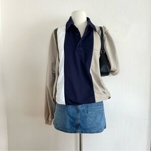 Vintage Henley Sweatshirt Size XL Grandpacore 90s Grunge Pullover Oversized Polo